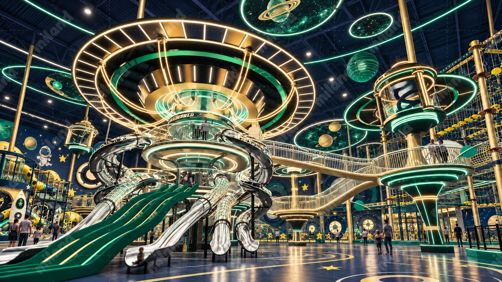 Miland Castle Indoor Playground layout with themed play structures